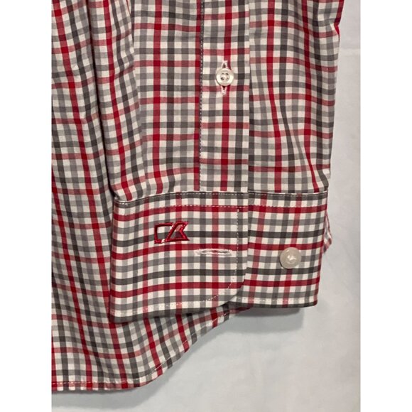Arizona Cardinals Cutter & Buck Mens Long Sleeve Button-Down Plaid Shirt Red/Whi - Picture 7 of 10
